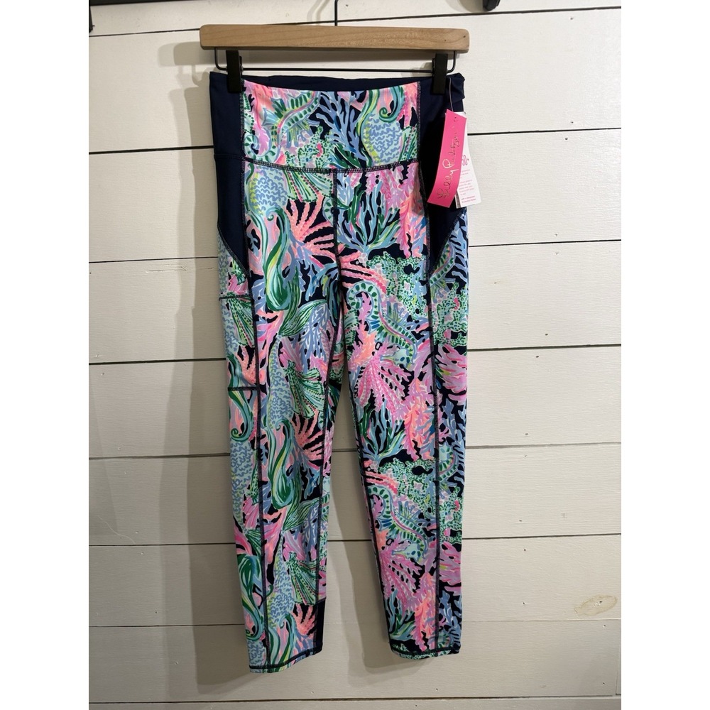 LILLY PULITZER Weekender High Rise Midi Legging BRINGING MERMAID BACK Medium NWT - Picture 1 of 7